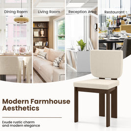 Wooden Dining Chair Set of 2 with Rubber Wood Leg for Home Office Living Room-Brown