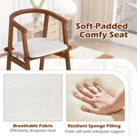 Set of 2 Solid Rubber Wood Dining Room Chairs with Wrap-around Armrest-Walnut