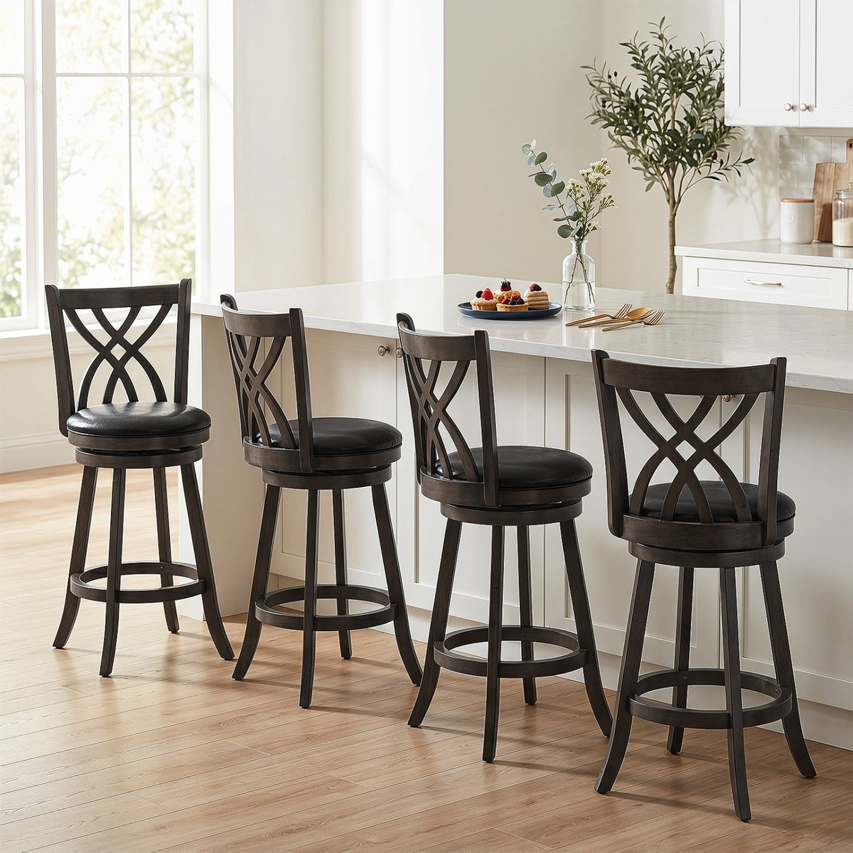 Counter Height Bar Stools Set of 4 with Swivel Seat
