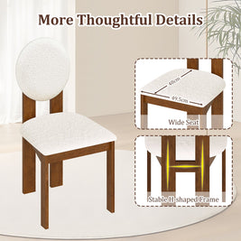 Sherpa Dining Chairs Set of 2 with Rubber Wood Legs for Living Room Restaurant-White