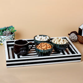 Black White Concentric Tray Coffee Table Ottoman 11x17 12x12