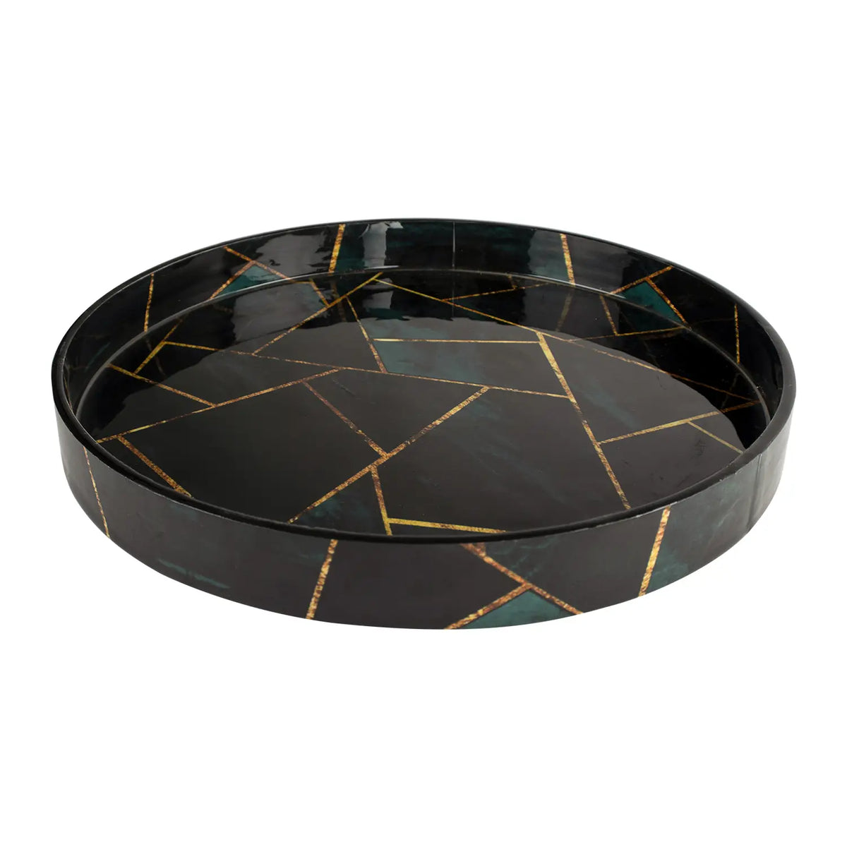 12" Round Decorative Tray for Coffee Table Ottoman Serving Decor Tray