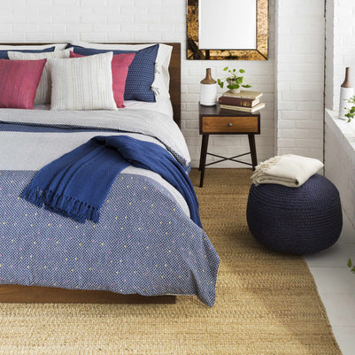 Gail Navy Jute Knitted Pouf
