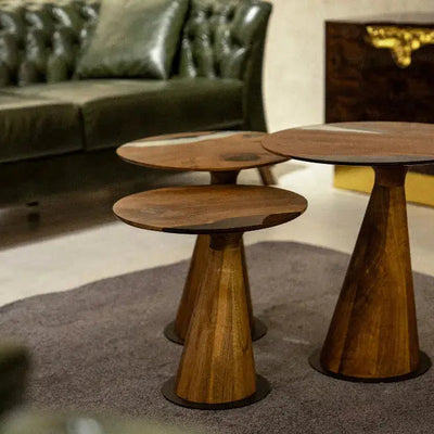 Mushroom Side & End table Made of Walnut and Epoxy Resin