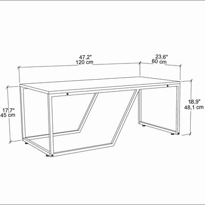 Wendy 47 inch Wide Coffee Coctail Table with Metal Frame