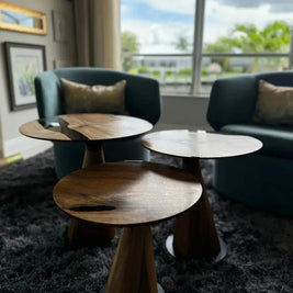 Mushroom Side & End table Made of Walnut and Epoxy Resin