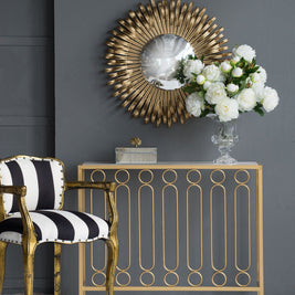 Sunburst Design Wall Mirror Decorative en For Entryway, Modern Living Room - Gold