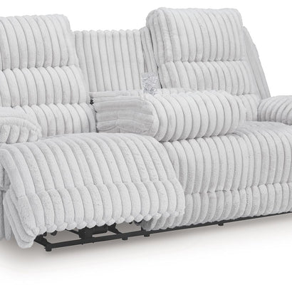 Rhines Falls - Reclining Power Sofa With Drop Down Table - Alloy