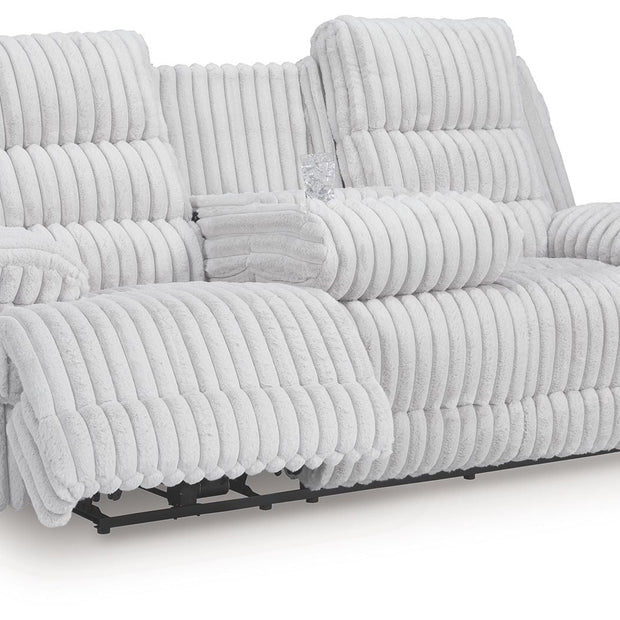 Rhines Falls - Reclining Power Sofa With Drop Down Table - Alloy