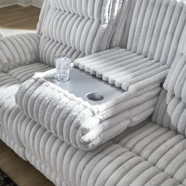 Rhines Falls - Reclining Power Sofa With Drop Down Table - Alloy