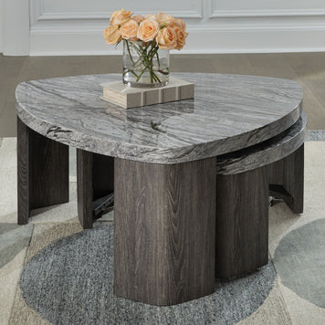Surmour - Stacked Cocktail Table - Gray / Brown