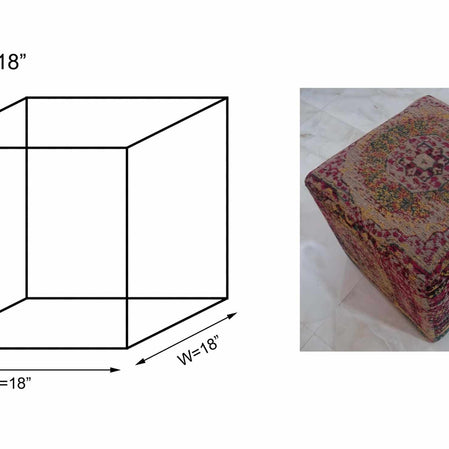 Gretna Magenta Ottoman Pouf