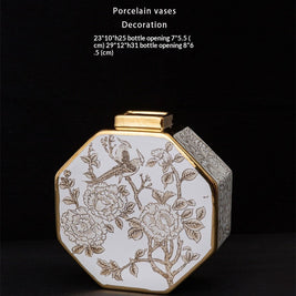 Modern Chinese Gilded White Porcelain Tabletop Vase