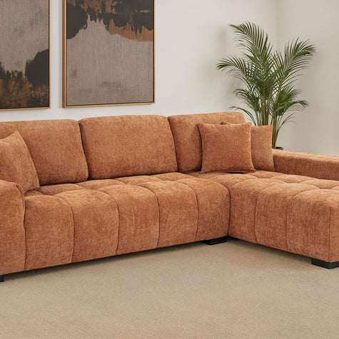 Octavia Upholstered Sectional Chaise Sofa Orange