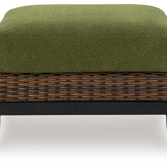 Horizon Hall - Ottoman With Cushion - Brown / Green