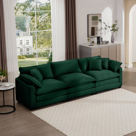 Mid-Century Modern 3 Seater Sectional Sofa With Arm And Throw Pillows