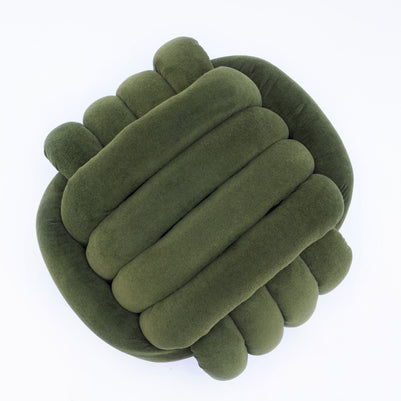 Chenille Knot Design Ottoman Makeup Stool Footstool, Green