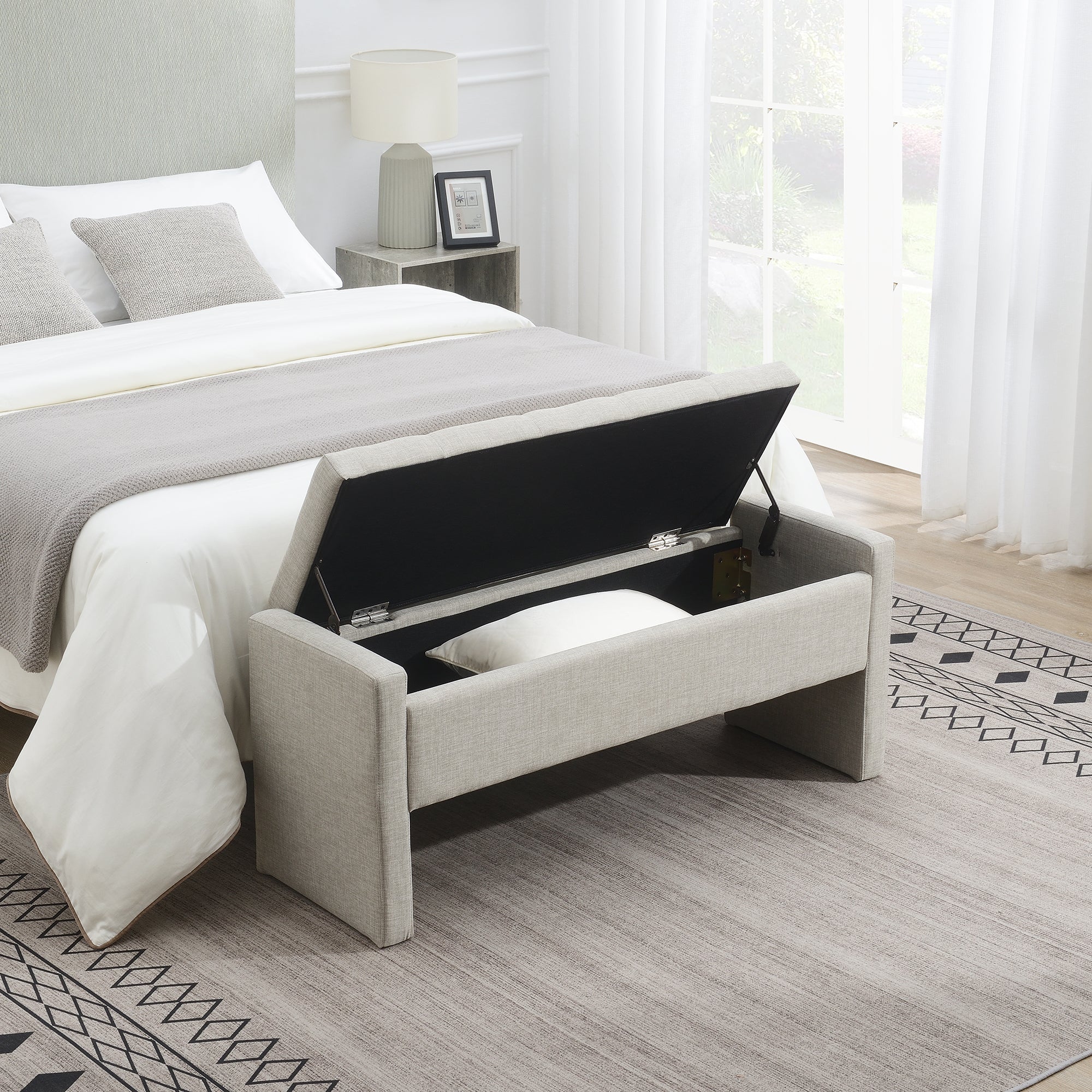Modern Bed End Bench with Storage