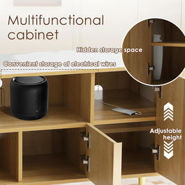 63 Inch Fluted TV Entertainment Console With Integrated Storage