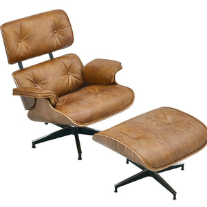 Luxury Lounge / Office Chair with Ottoman – Top Grain Leather