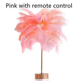 Feather Lamp Nordic Desk Lamp European-Style Bedroom Bedside Feather Table Lamp Night Light Table Lamp Decoration Modern