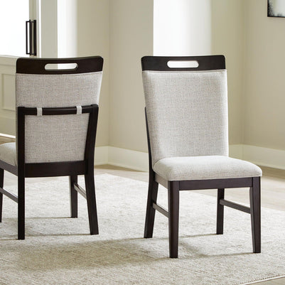 Neymorton - Dining Upholstered Side Chair (Set of 2) - Light Gray / Brown