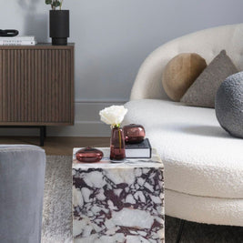 Calacatta Viola Marble Cube Design End Table - Polished 14x14x24