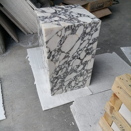Calacatta Viola Marble Cube Design End Table - Polished 14x14x24