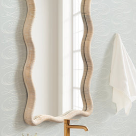 Rahfy Rattan Rectangle Scallop Mirror