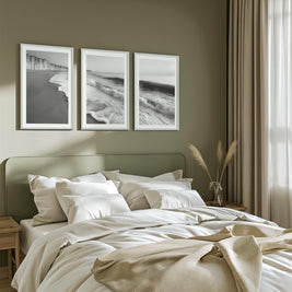 Coastal Wall Art – Black and White Ocean Waves and Cliffs