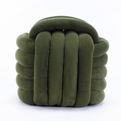 Chenille Knot Design Ottoman Makeup Stool Footstool, Green