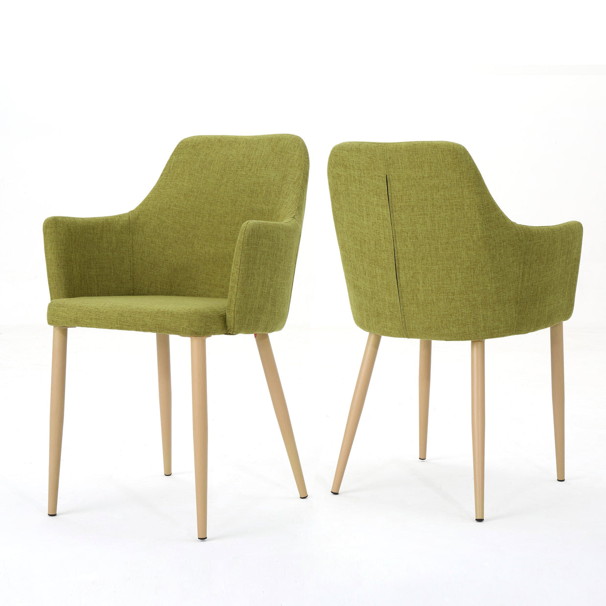 Mid Century Modern Fabric Upholstered Dining Chairs, Set of 2