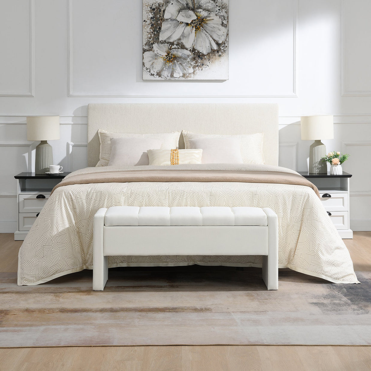 Modern Bed End Bench with Storage