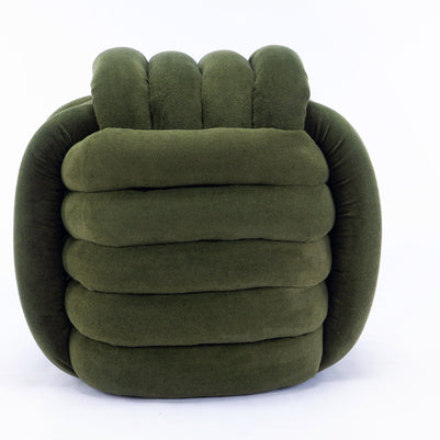 Chenille Knot Design Ottoman Makeup Stool Footstool, Green
