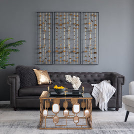 Metal Decorative Wall Art With Frame, Wall Decor For Living Room (Set of 3) - Gold