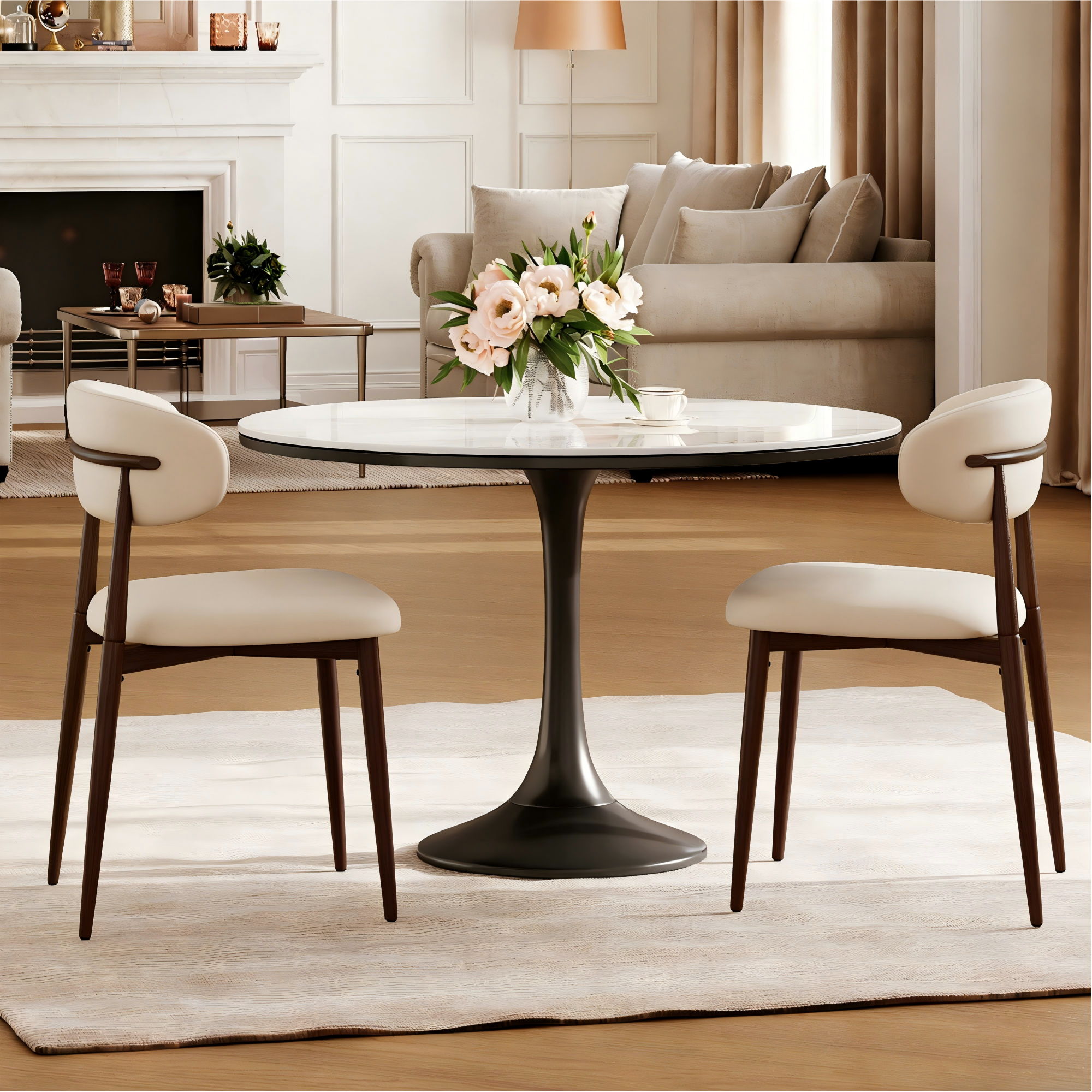 Upholstered Dining Chairs For Dining Room (Set of 2) - Beige