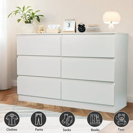 6 Drawer Dresser With Spacious Countertop And Concealed Handles