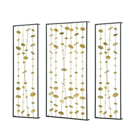 Metal Decorative Wall Art With Frame, Wall Decor For Living Room (Set of 3) - Gold