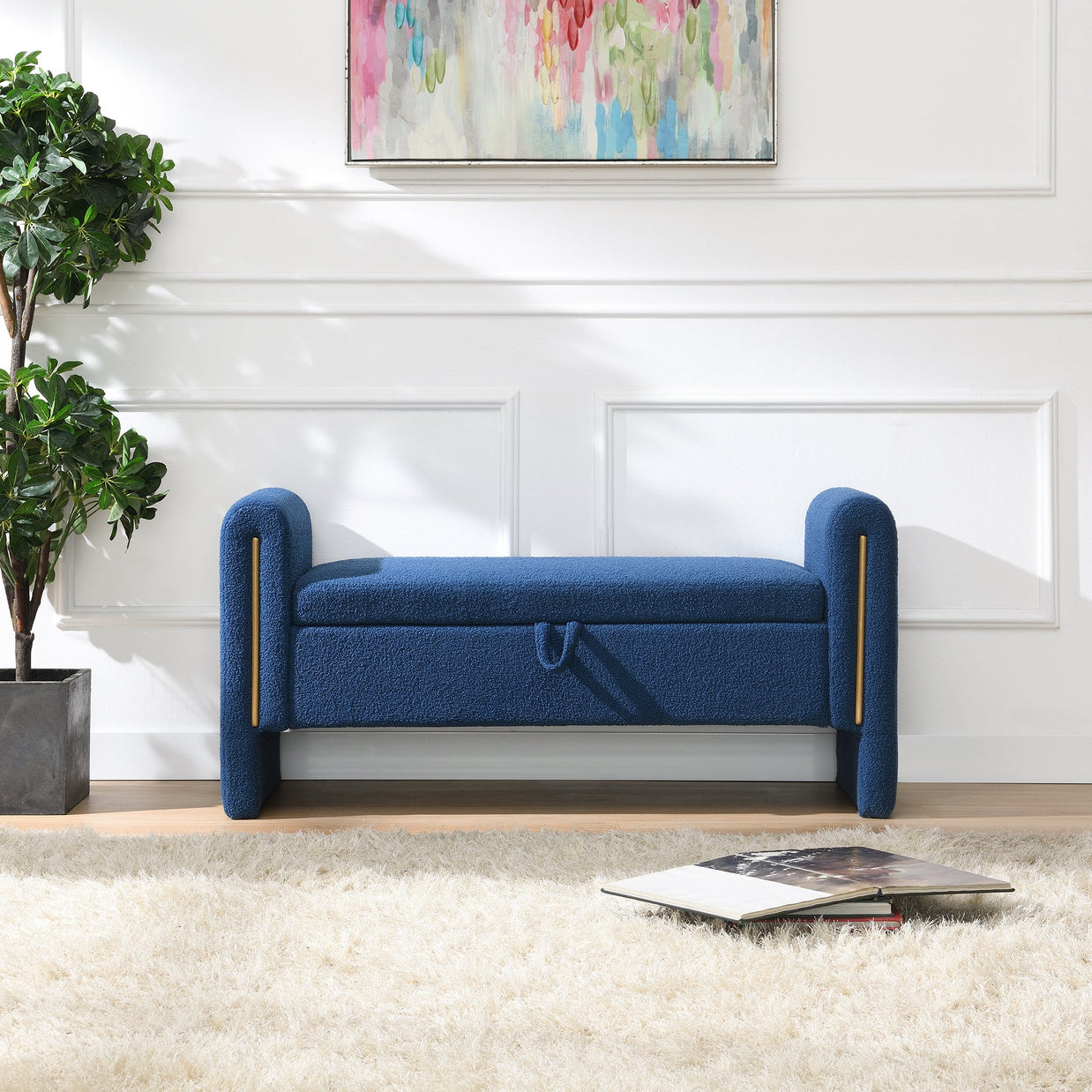 Modern Teddy Bed End Bench with Arms and Storage