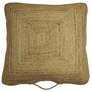 Modern Style Hand Braided Gold Jute Square Pouf