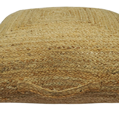 Modern Style Hand Braided Gold Jute Square Pouf