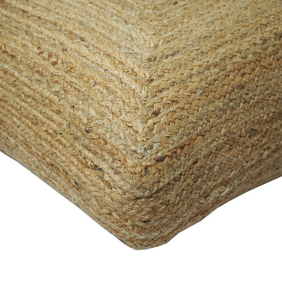 Modern Style Hand Braided Gold Jute Square Pouf