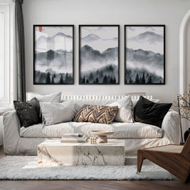 Japanese Art Set Featuring Rolling Hills