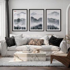 Japanese Art Set Featuring Rolling Hills