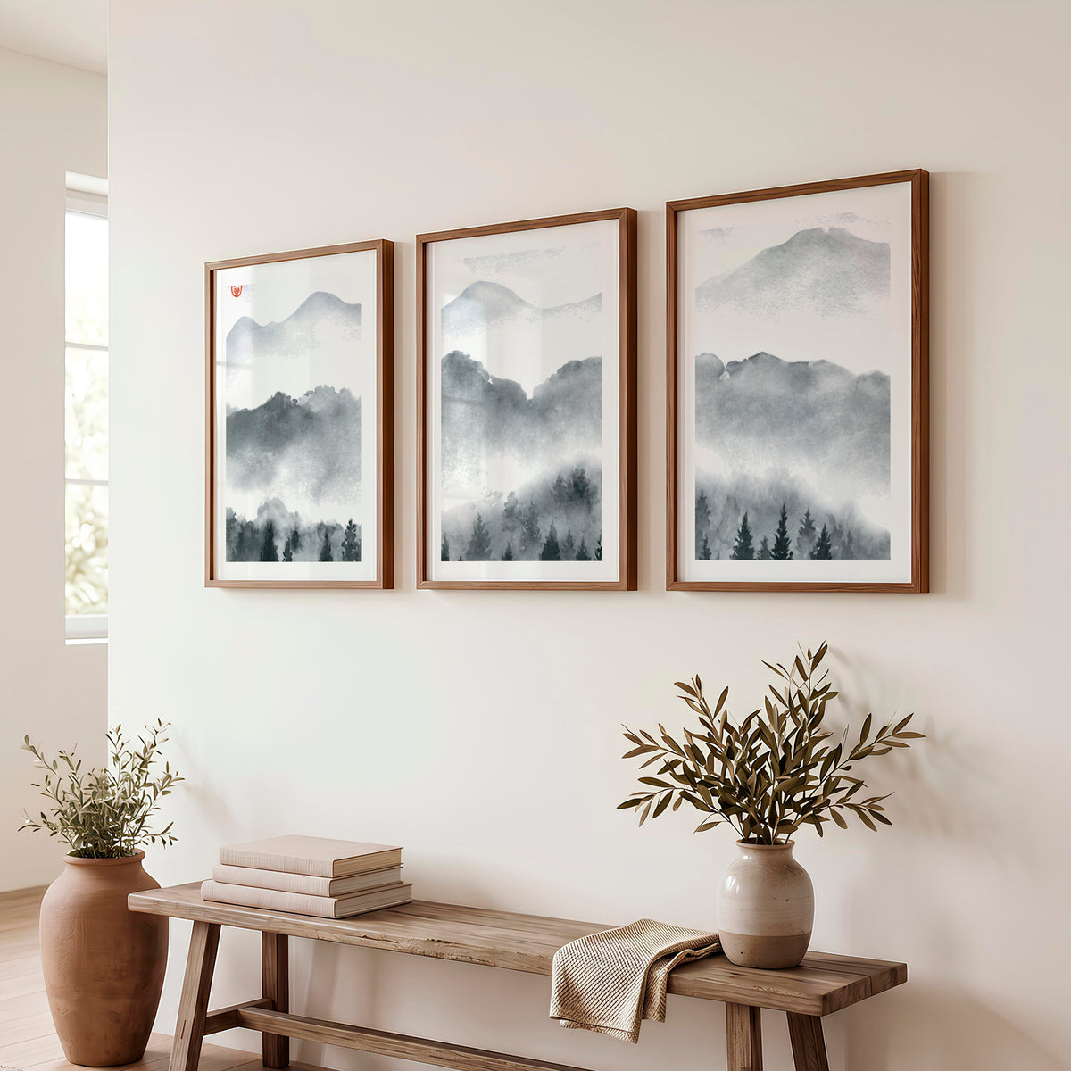 Japanese Art Set Featuring Rolling Hills