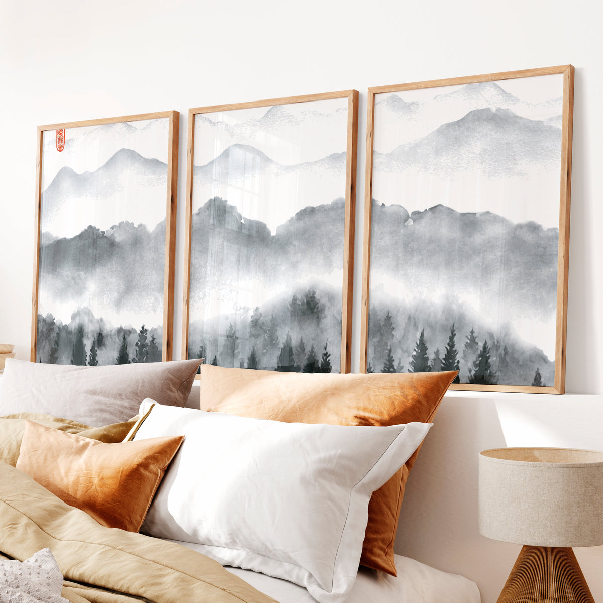 Japanese Art Set Featuring Rolling Hills
