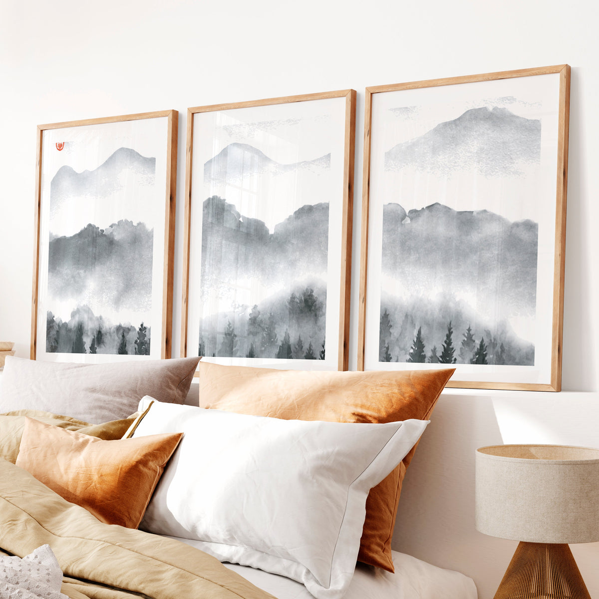 Japanese Art Set Featuring Rolling Hills