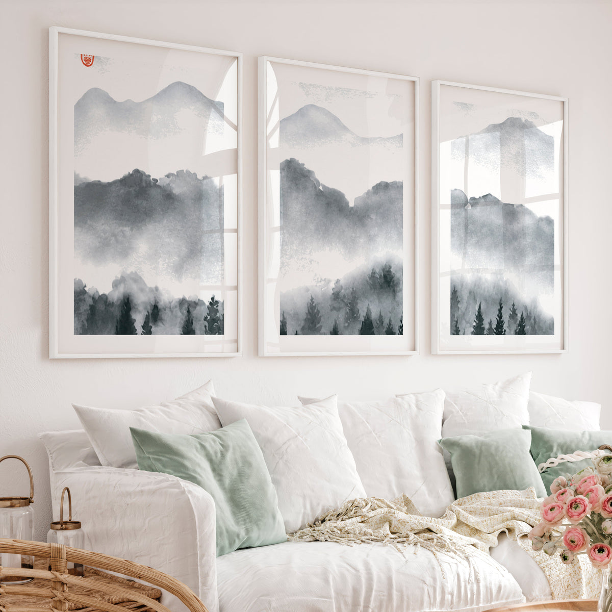 Japanese Art Set Featuring Rolling Hills
