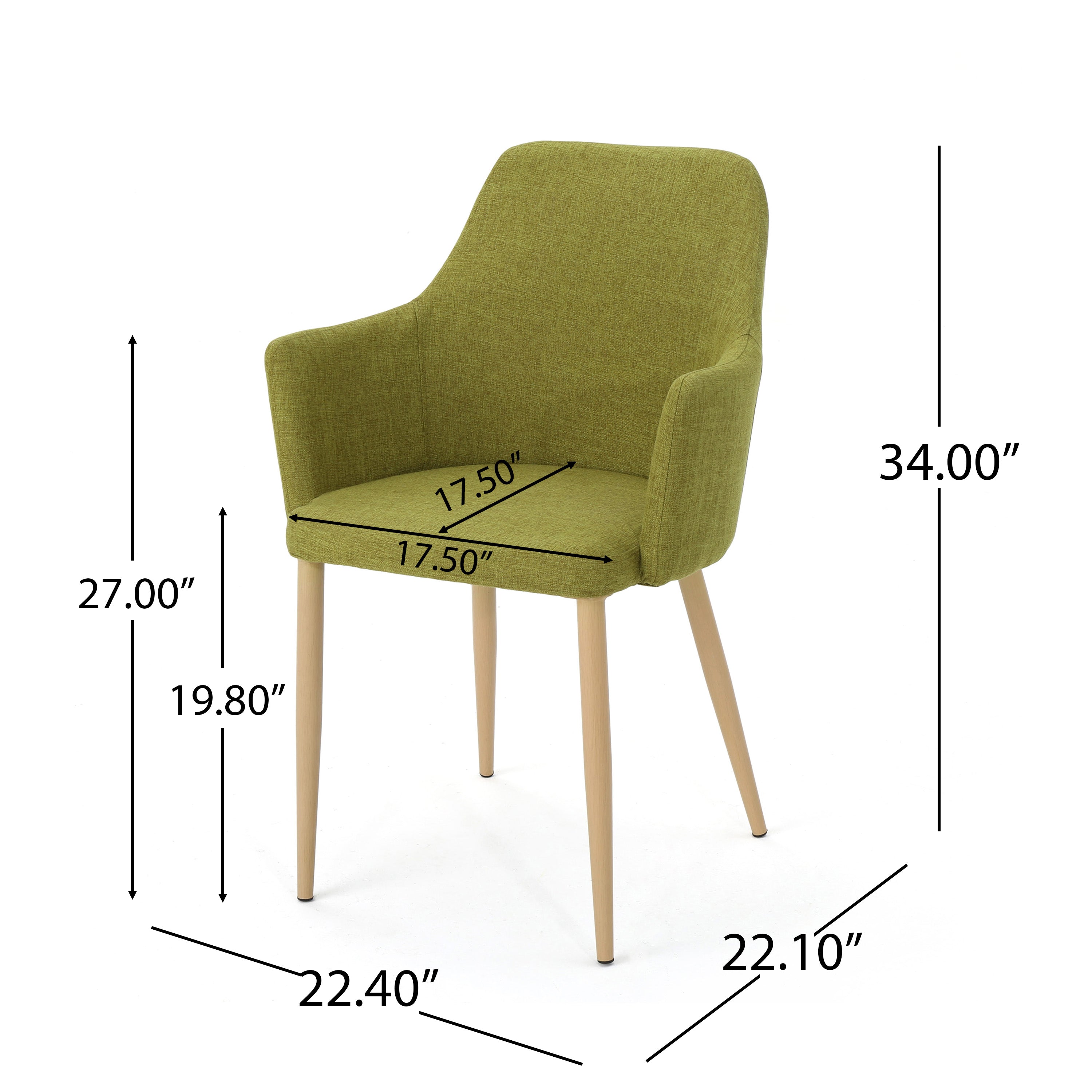Mid Century Modern Fabric Upholstered Dining Chairs, Set of 2