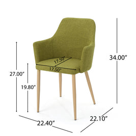Mid Century Modern Fabric Upholstered Dining Chairs, Set of 2